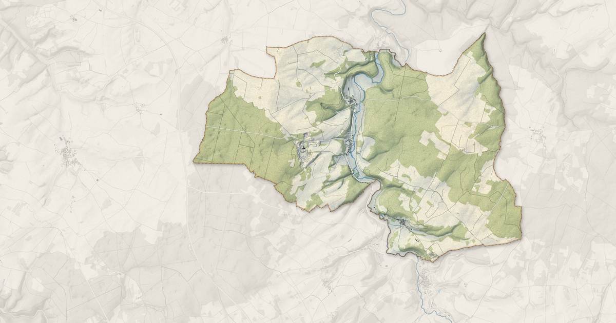 Portrait cartographique de Massangis : relief, eau, forêts, bâti et voies, calculés à partir des données de l'IGN