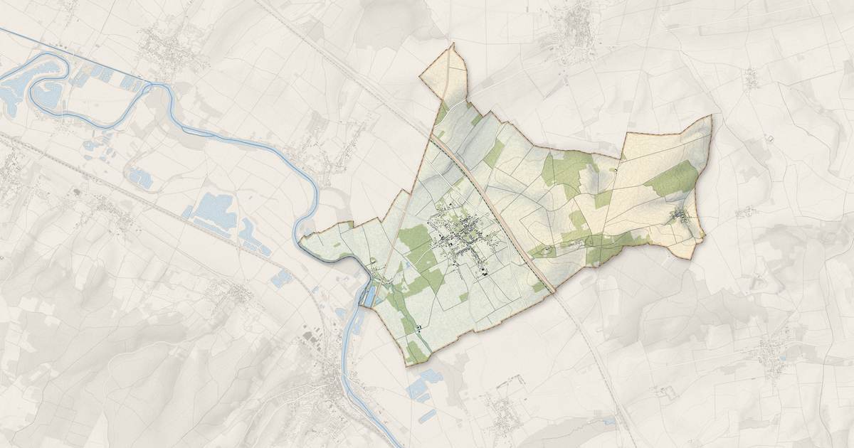 Portrait cartographique de Michery : relief, eau, forêts, bâti et voies, calculés à partir des données de l'IGN