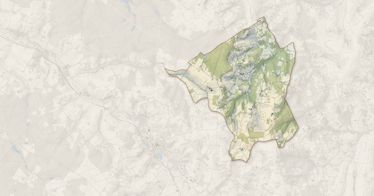 Portrait cartographique de Parly : relief, eau, forêts, bâti et voies, calculés à partir des données de l'IGN