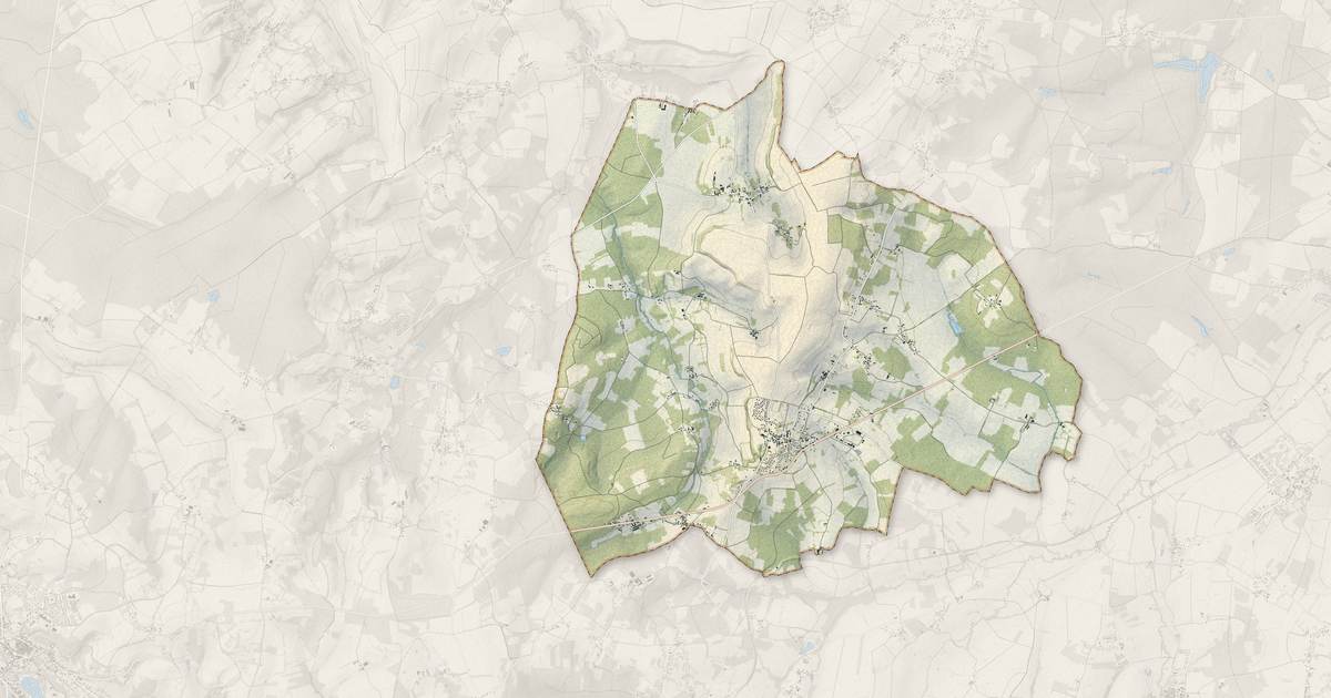 Portrait cartographique de Pourrain : relief, eau, forêts, bâti et voies, calculés à partir des données de l'IGN