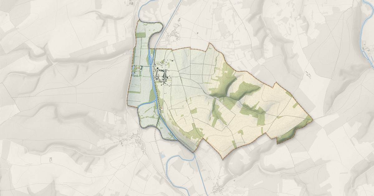 Portrait cartographique de Prégilbert : relief, eau, forêts, bâti et voies, calculés à partir des données de l'IGN