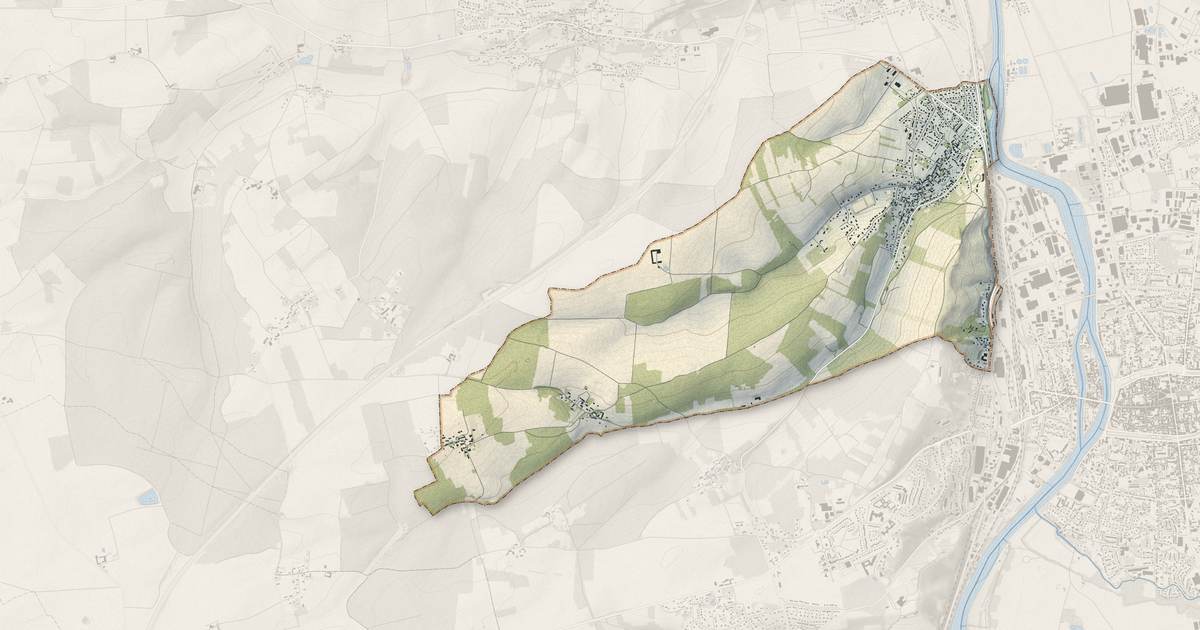 Portrait cartographique de Saint-Martin-du-Tertre : relief, eau, forêts, bâti et voies, calculés à partir des données de l'IGN