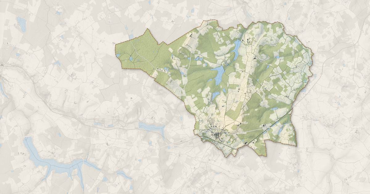 Portrait cartographique de Saint-Sauveur-en-Puisaye : relief, eau, forêts, bâti et voies, calculés à partir des données de l'IGN