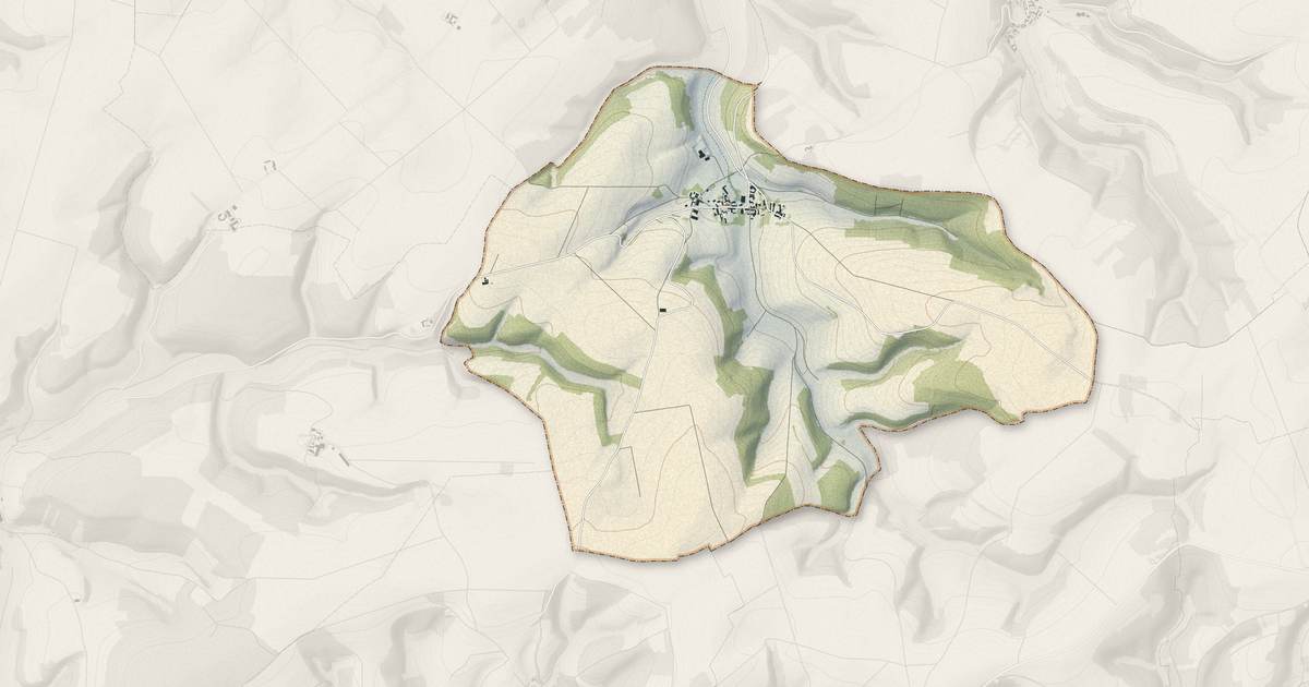 Portrait cartographique de Trichey : relief, eau, forêts, bâti et voies, calculés à partir des données de l'IGN