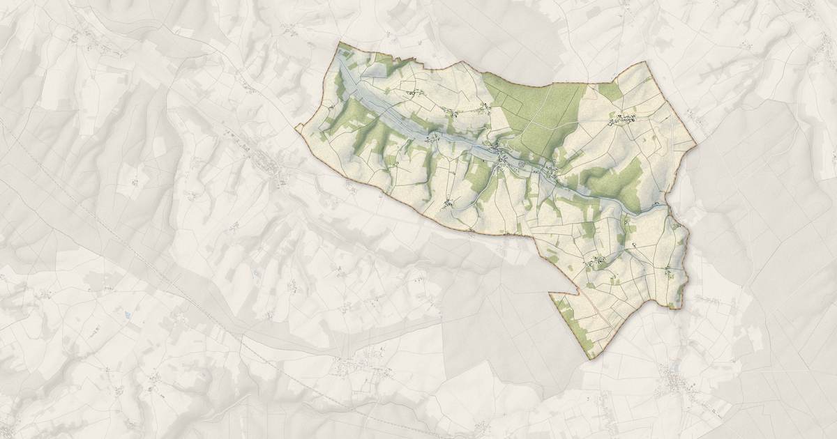 Portrait cartographique de Vaudeurs : relief, eau, forêts, bâti et voies, calculés à partir des données de l'IGN