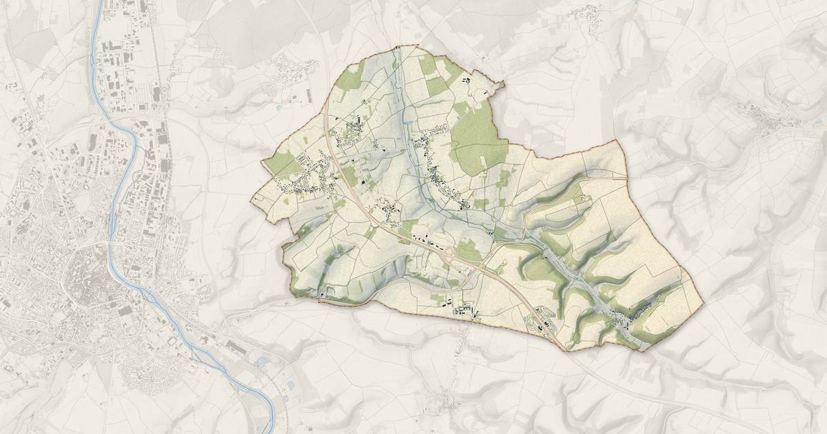 Portrait cartographique de Venoy : relief, eau, forêts, bâti et voies, calculés à partir des données de l'IGN