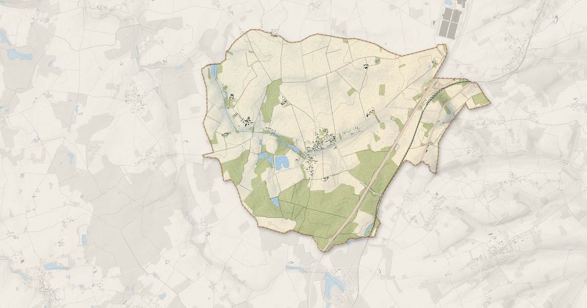 Portrait cartographique de Villeneuve-la-Dondagre : relief, eau, forêts, bâti et voies, calculés à partir des données de l'IGN