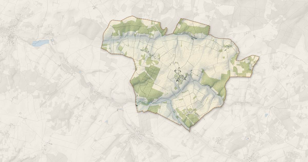 Portrait cartographique de Villethierry : relief, eau, forêts, bâti et voies, calculés à partir des données de l'IGN