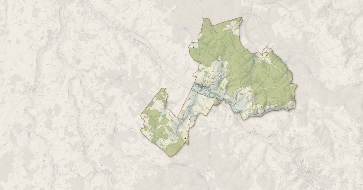 Portrait cartographique de Villiers-Saint-Benoît : relief, eau, forêts, bâti et voies, calculés à partir des données de l'IGN