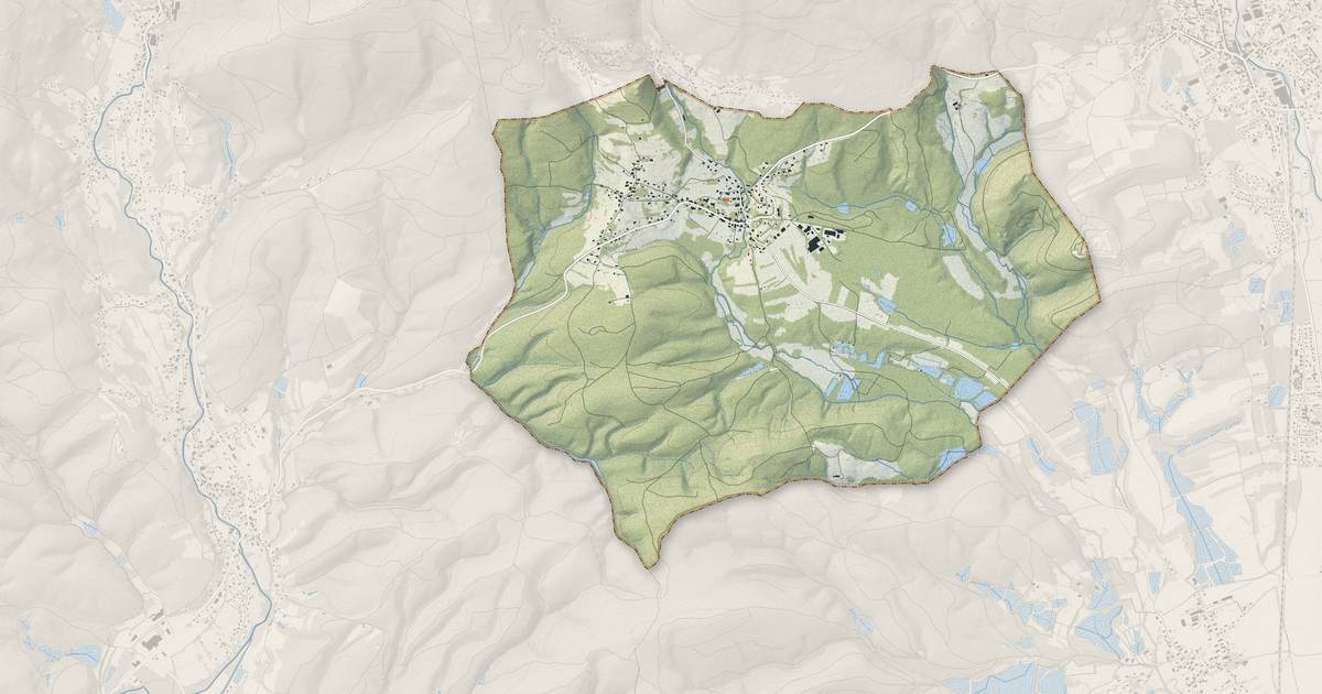 Portrait cartographique de Auxelles-Bas : relief, eau, forêts, bâti et voies, calculés à partir des données de l'IGN