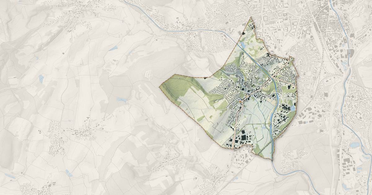 Portrait cartographique de Bavilliers : relief, eau, forêts, bâti et voies, calculés à partir des données de l'IGN