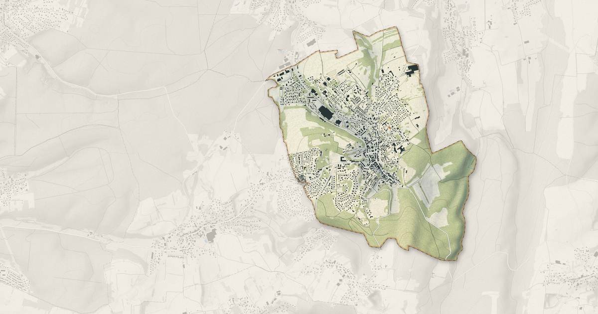 Portrait cartographique de Beaucourt : relief, eau, forêts, bâti et voies, calculés à partir des données de l'IGN