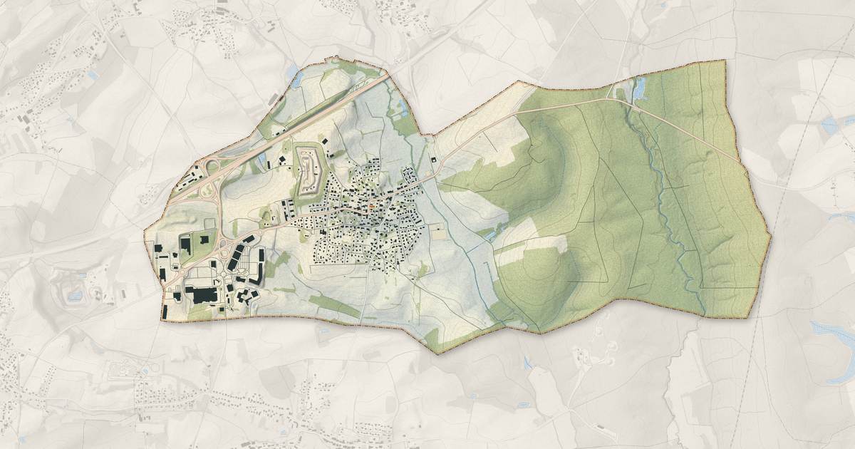 Portrait cartographique de Bessoncourt : relief, eau, forêts, bâti et voies, calculés à partir des données de l'IGN