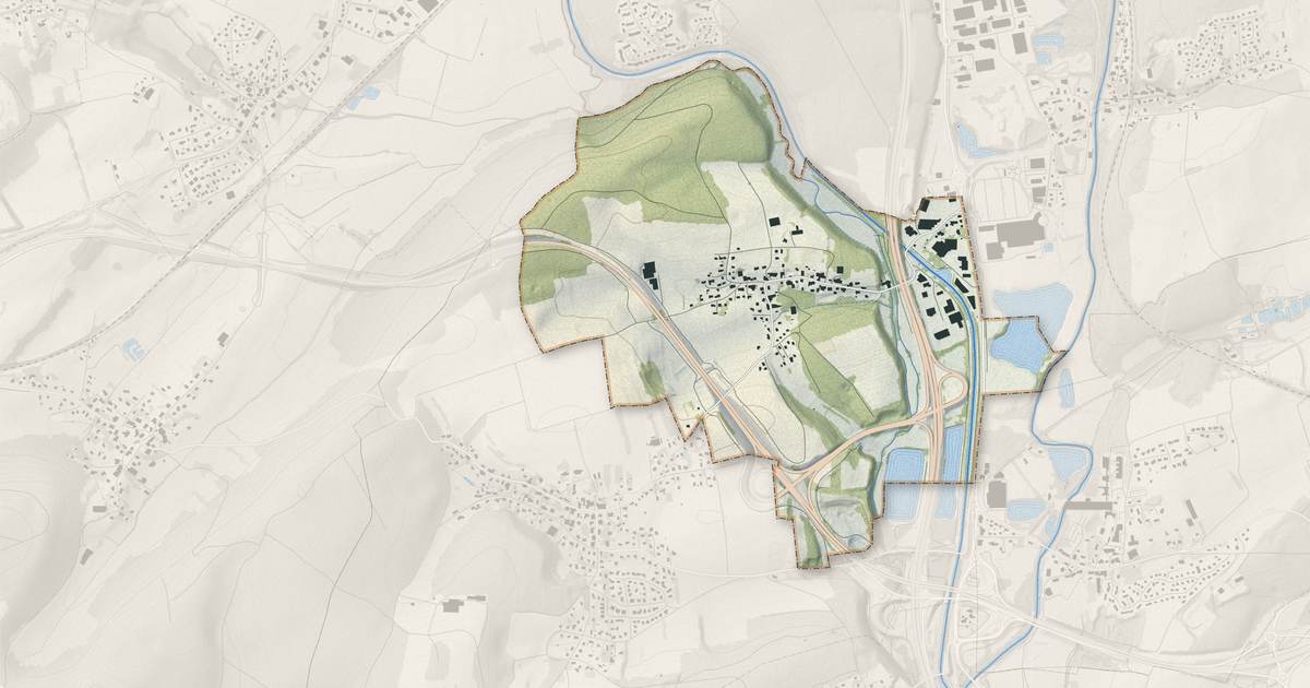 Portrait cartographique de Botans : relief, eau, forêts, bâti et voies, calculés à partir des données de l'IGN