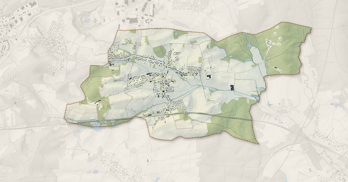 Portrait cartographique de Chèvremont : relief, eau, forêts, bâti et voies, calculés à partir des données de l'IGN