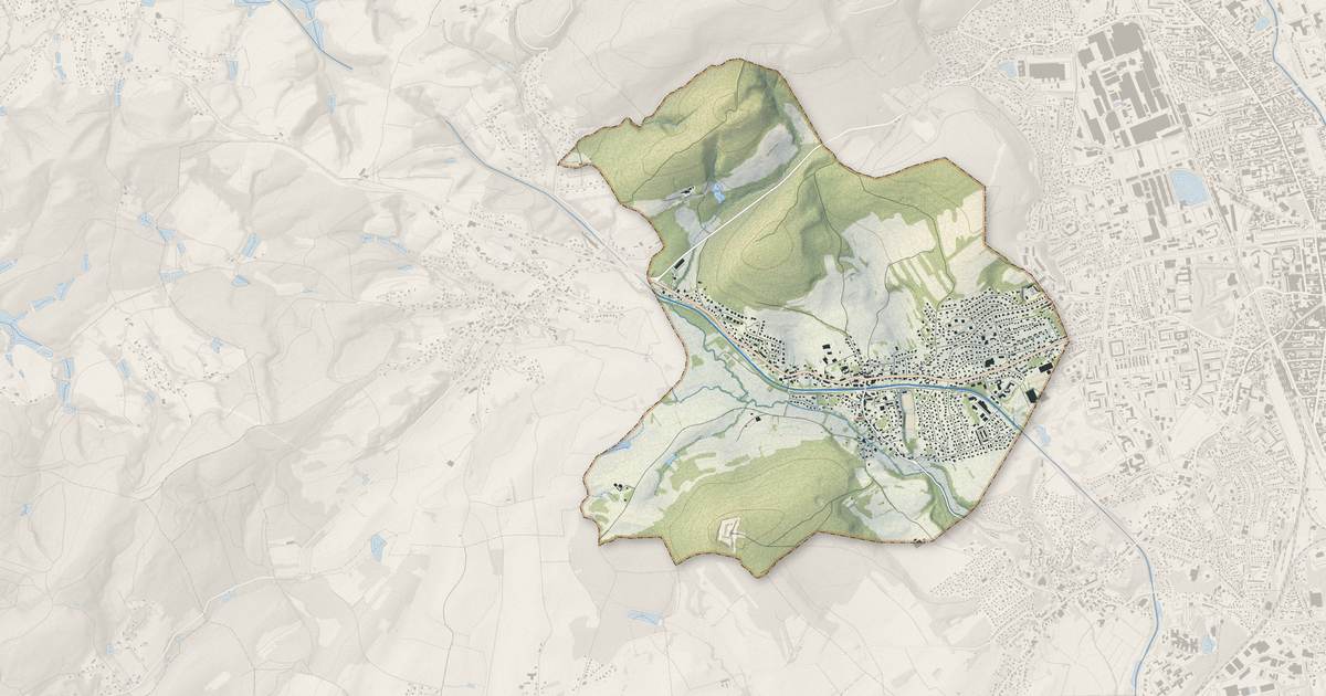 Portrait cartographique de Essert : relief, eau, forêts, bâti et voies, calculés à partir des données de l'IGN