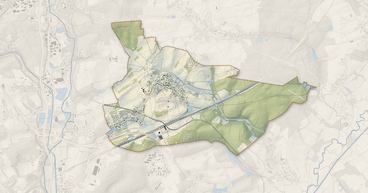 Portrait cartographique de Meroux-Moval : relief, eau, forêts, bâti et voies, calculés à partir des données de l'IGN