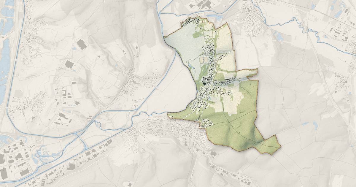 Portrait cartographique de Méziré : relief, eau, forêts, bâti et voies, calculés à partir des données de l'IGN