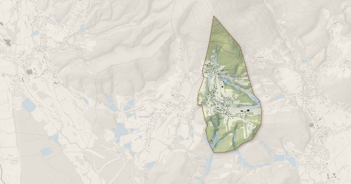 Portrait cartographique de Petitmagny : relief, eau, forêts, bâti et voies, calculés à partir des données de l'IGN