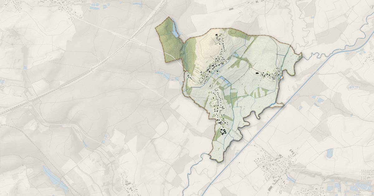 Portrait cartographique de Autrechêne : relief, eau, forêts, bâti et voies, calculés à partir des données de l'IGN