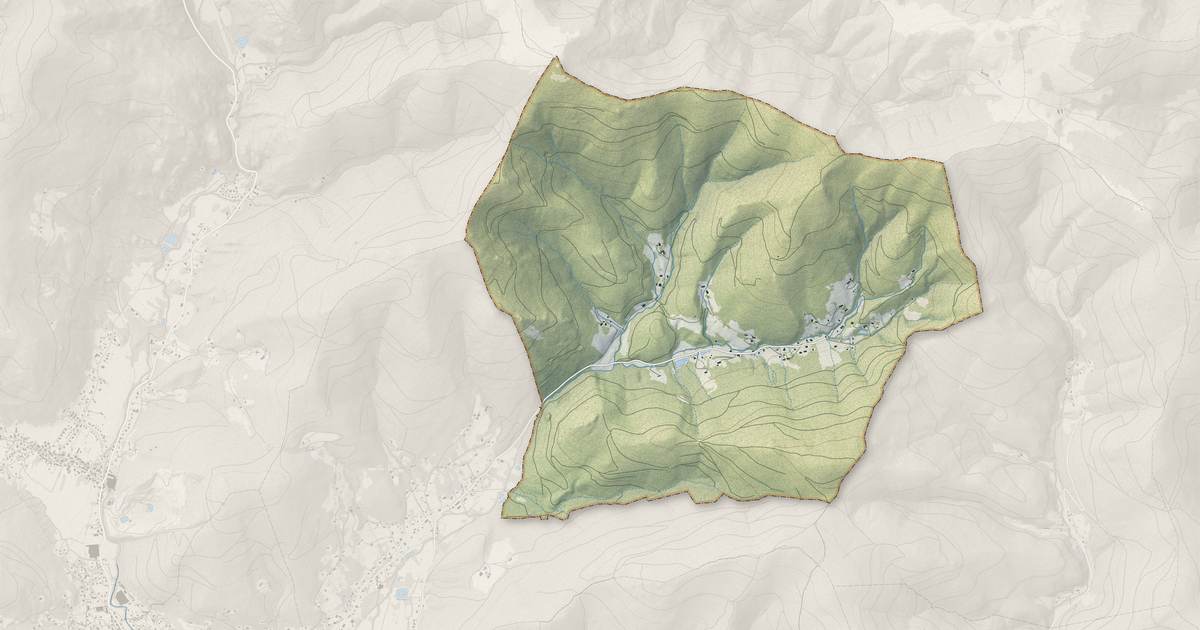 Portrait cartographique de Riervescemont : relief, eau, forêts, bâti et voies, calculés à partir des données de l'IGN