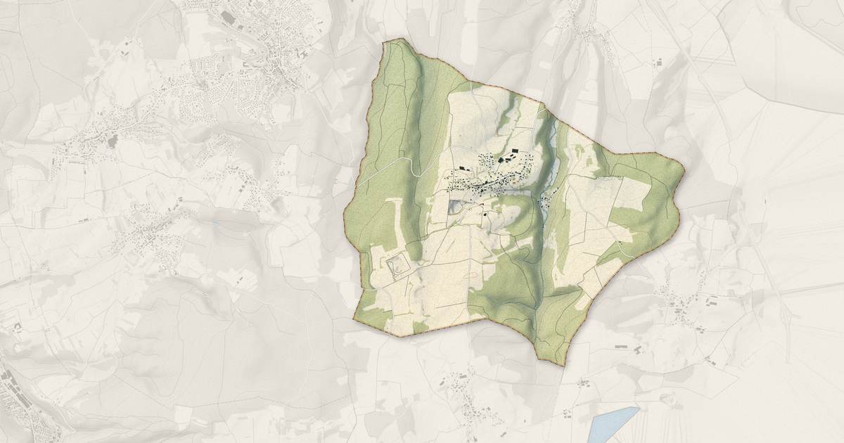 Portrait cartographique de Saint-Dizier-l'Évêque : relief, eau, forêts, bâti et voies, calculés à partir des données de l'IGN