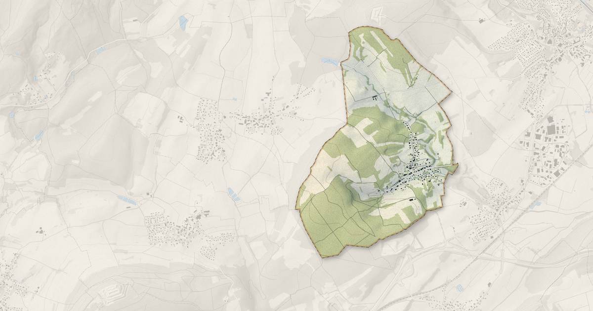 Portrait cartographique de Urcerey : relief, eau, forêts, bâti et voies, calculés à partir des données de l'IGN