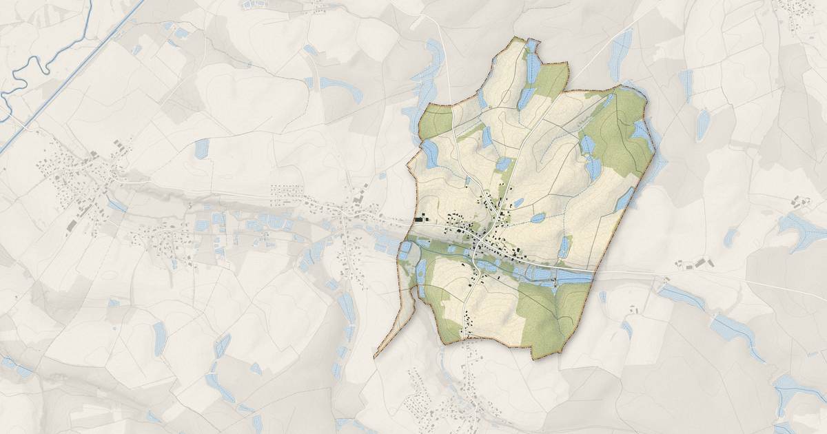 Portrait cartographique de Vellescot : relief, eau, forêts, bâti et voies, calculés à partir des données de l'IGN