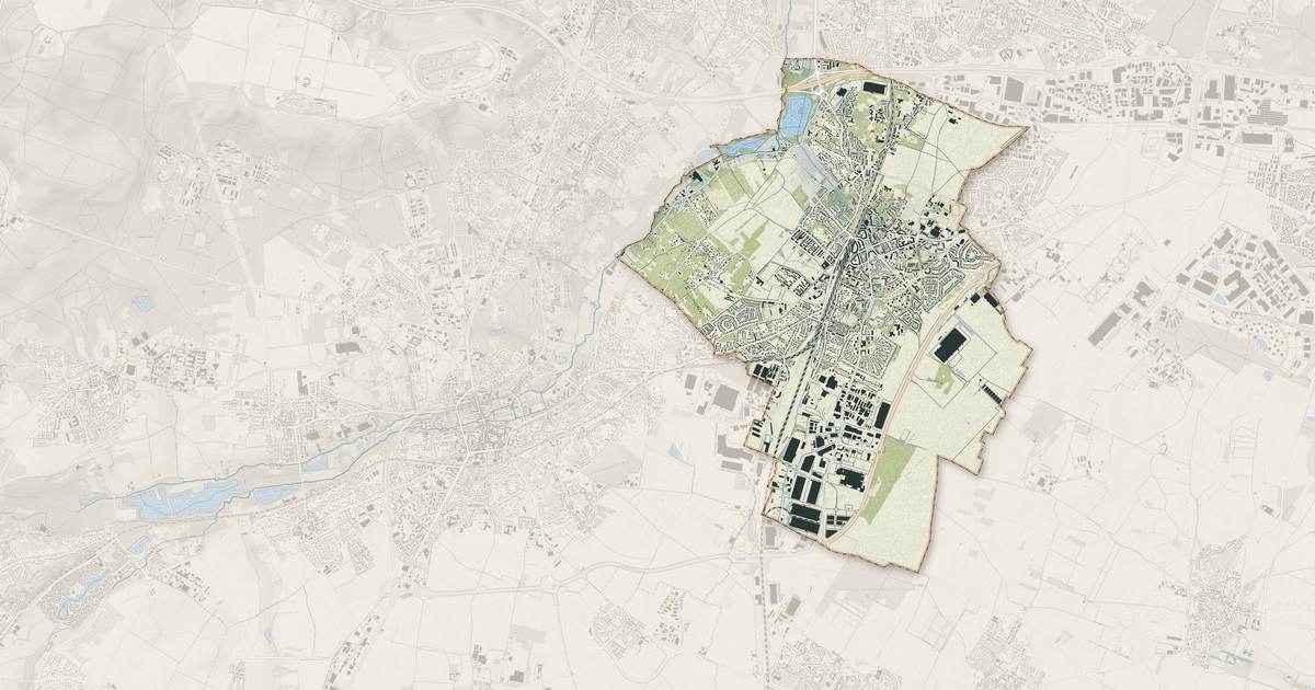 Portrait cartographique de Brétigny-sur-Orge : relief, eau, forêts, bâti et voies, calculés à partir des données de l'IGN