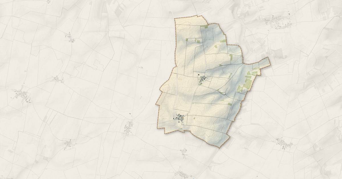 Portrait cartographique de Brouy : relief, eau, forêts, bâti et voies, calculés à partir des données de l'IGN