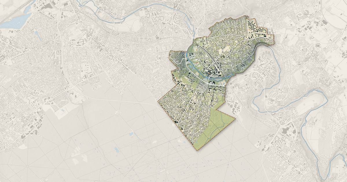Portrait cartographique de Brunoy : relief, eau, forêts, bâti et voies, calculés à partir des données de l'IGN