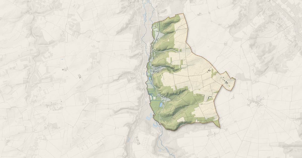 Portrait cartographique de Buno-Bonnevaux : relief, eau, forêts, bâti et voies, calculés à partir des données de l'IGN