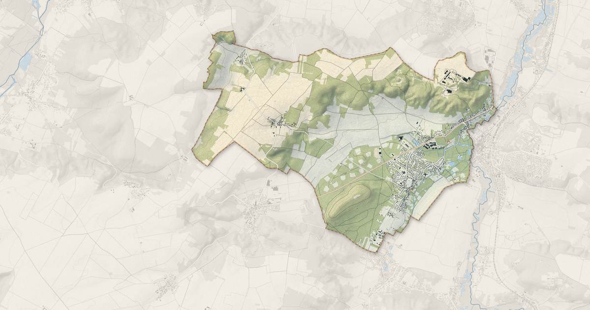 Portrait cartographique de Cerny : relief, eau, forêts, bâti et voies, calculés à partir des données de l'IGN