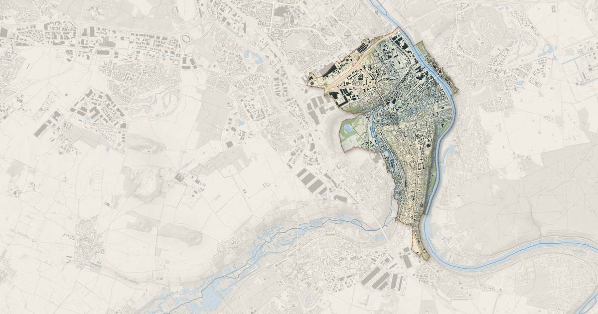Portrait cartographique de Corbeil-Essonnes : relief, eau, forêts, bâti et voies, calculés à partir des données de l'IGN