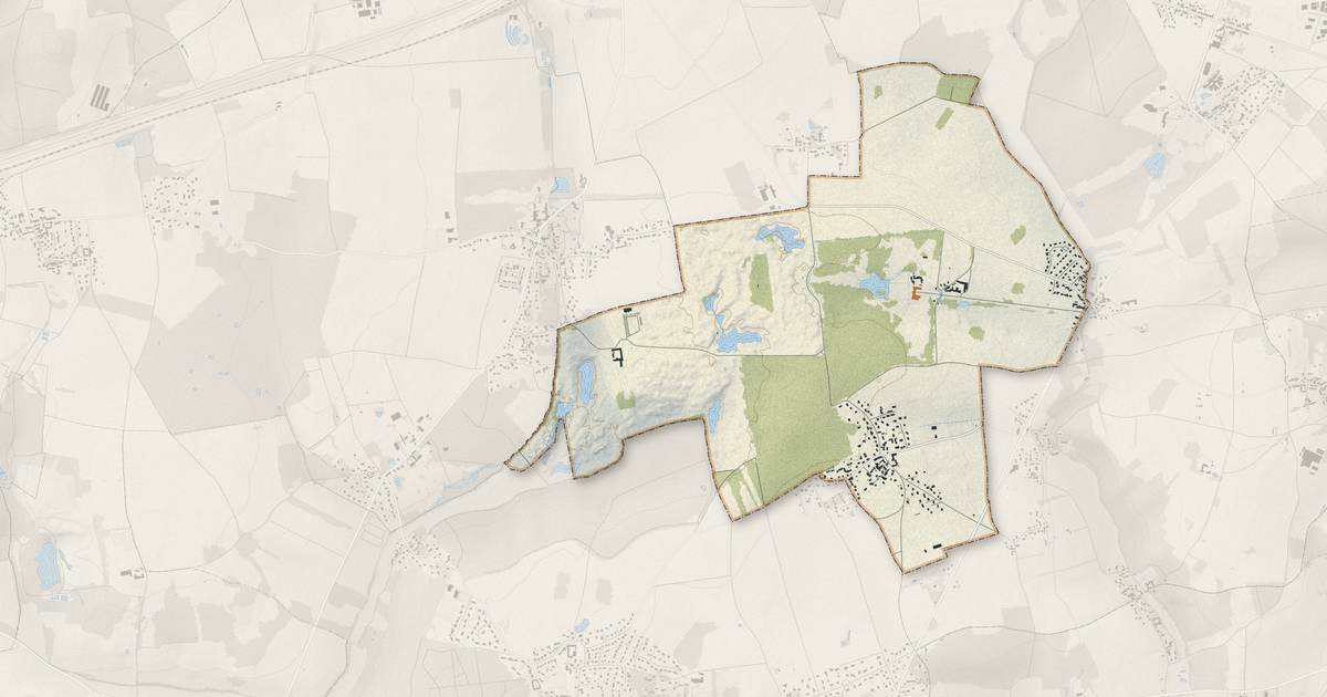 Portrait cartographique de Courson-Monteloup : relief, eau, forêts, bâti et voies, calculés à partir des données de l'IGN