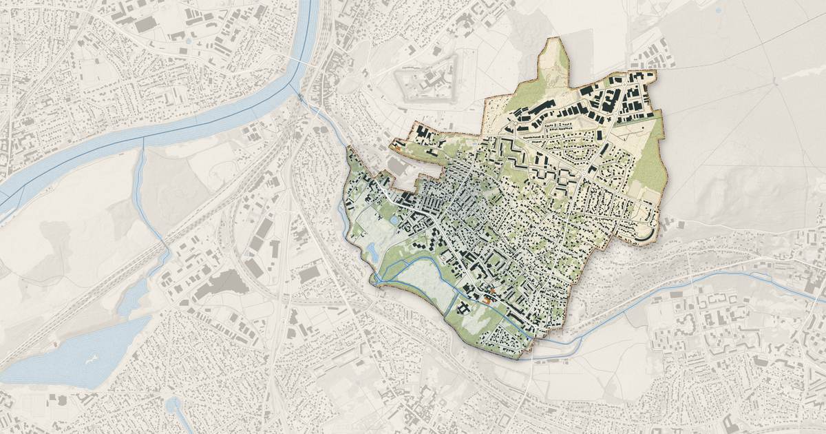 Portrait cartographique de Crosne : relief, eau, forêts, bâti et voies, calculés à partir des données de l'IGN