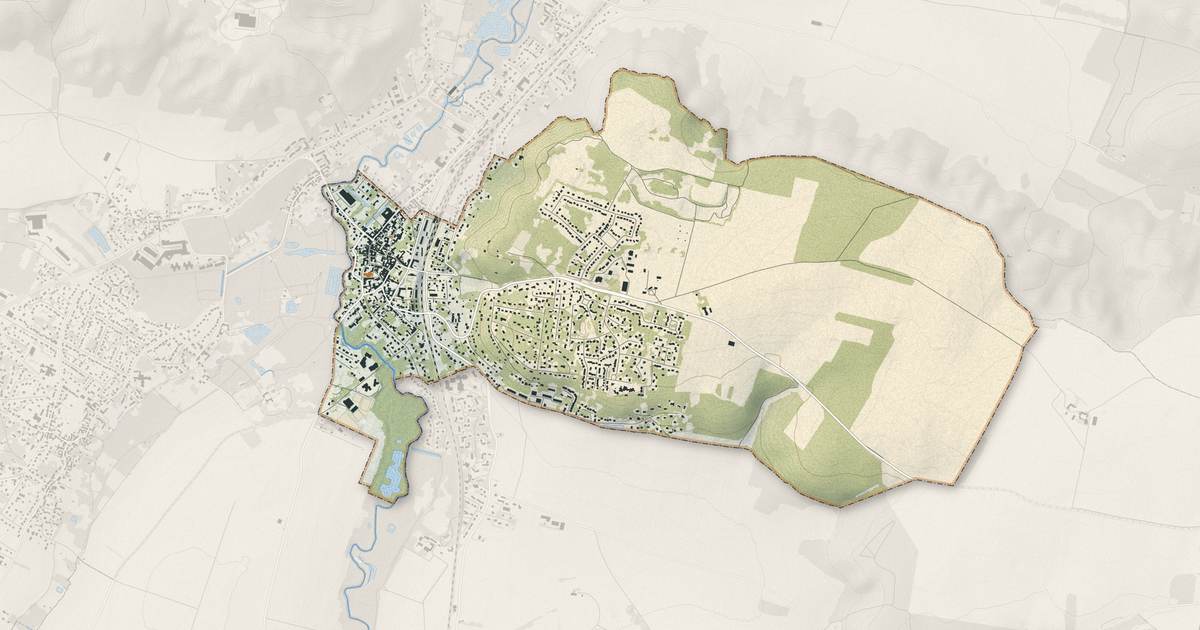 Portrait cartographique de La Ferté-Alais : relief, eau, forêts, bâti et voies, calculés à partir des données de l'IGN