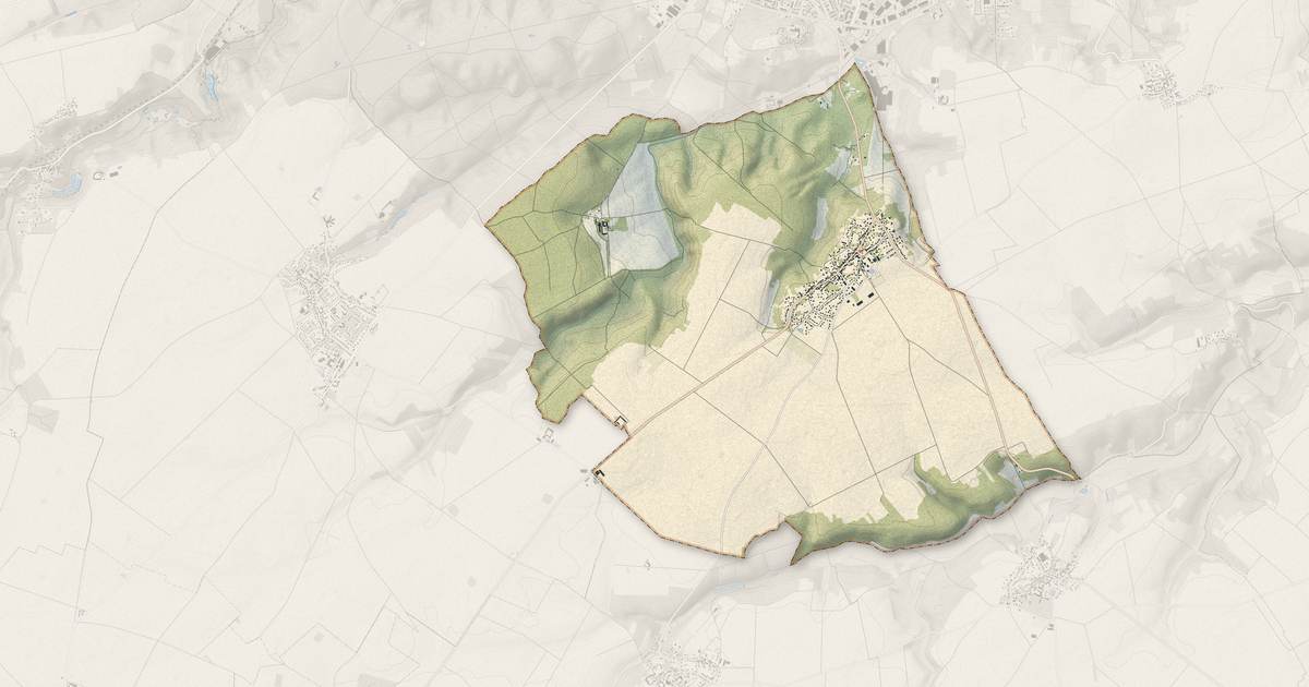 Portrait cartographique de Les Granges-le-Roi : relief, eau, forêts, bâti et voies, calculés à partir des données de l'IGN