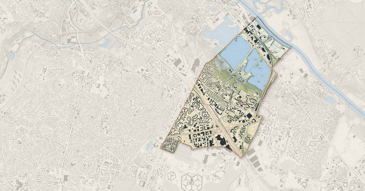 Portrait cartographique de Grigny : relief, eau, forêts, bâti et voies, calculés à partir des données de l'IGN
