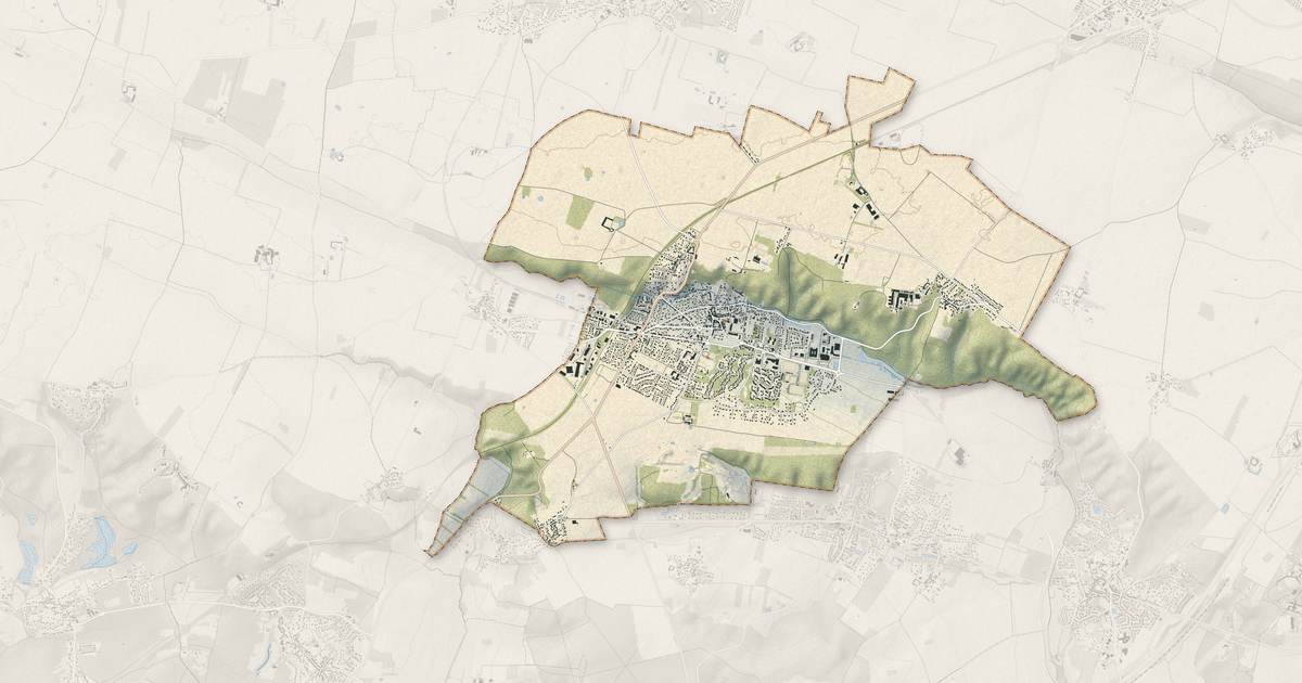 Portrait cartographique de Limours : relief, eau, forêts, bâti et voies, calculés à partir des données de l'IGN