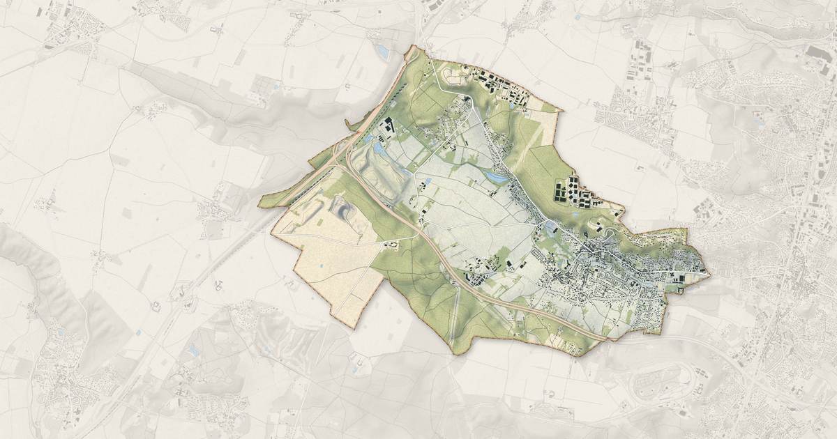 Portrait cartographique de Marcoussis : relief, eau, forêts, bâti et voies, calculés à partir des données de l'IGN