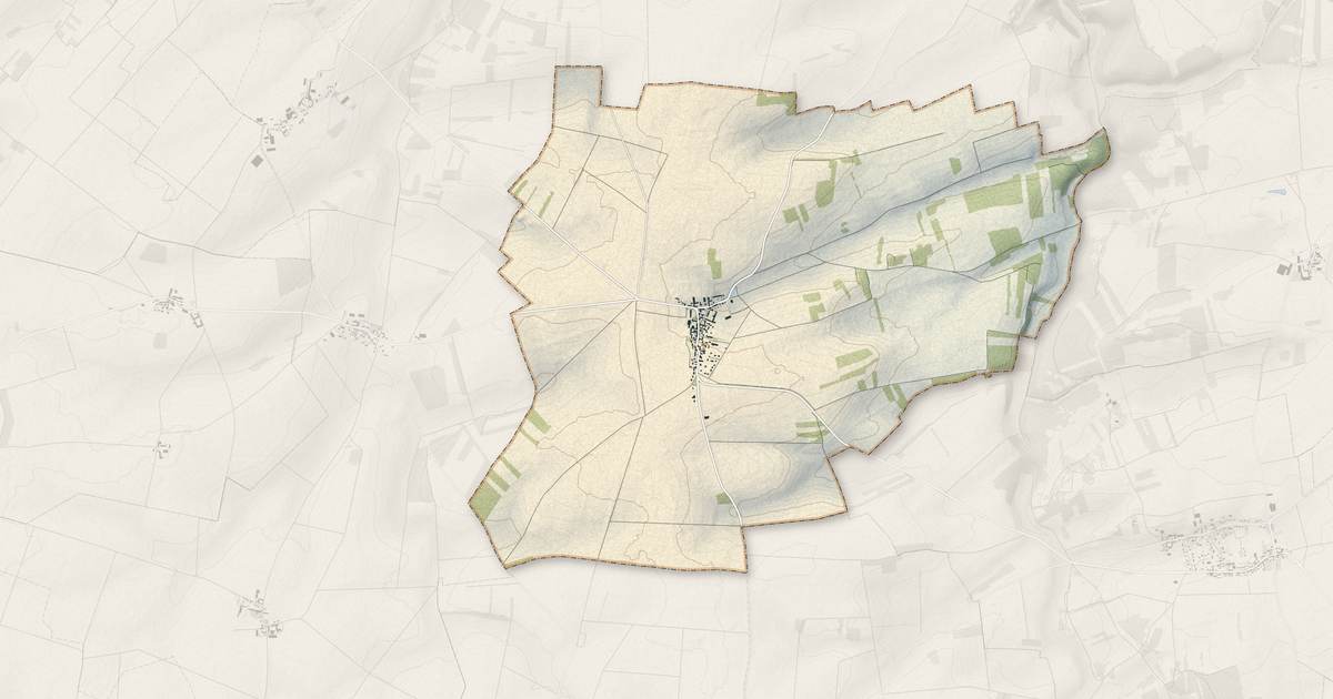 Portrait cartographique de Mespuits : relief, eau, forêts, bâti et voies, calculés à partir des données de l'IGN