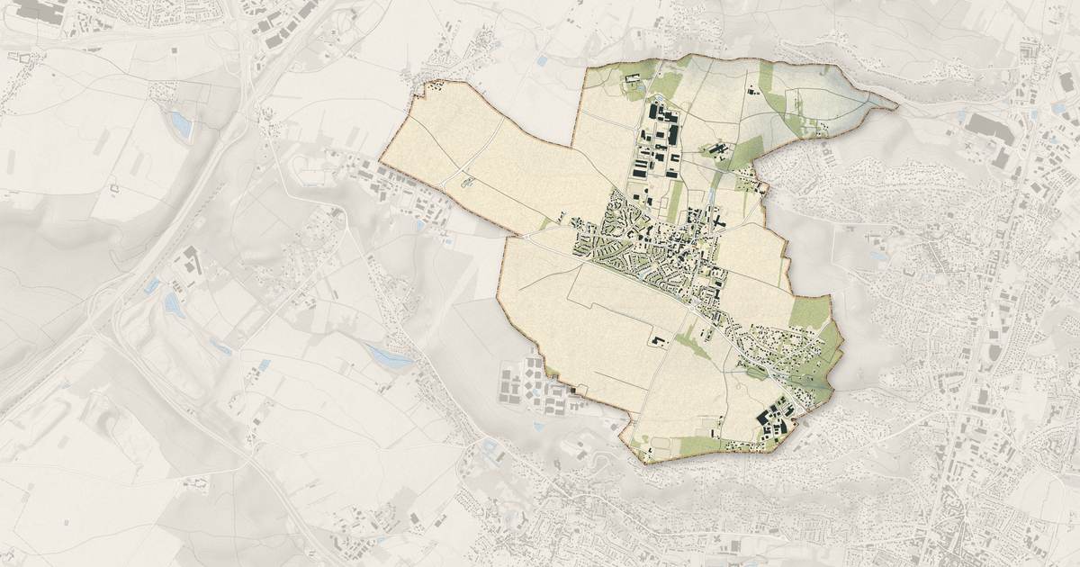 Portrait cartographique de Nozay : relief, eau, forêts, bâti et voies, calculés à partir des données de l'IGN