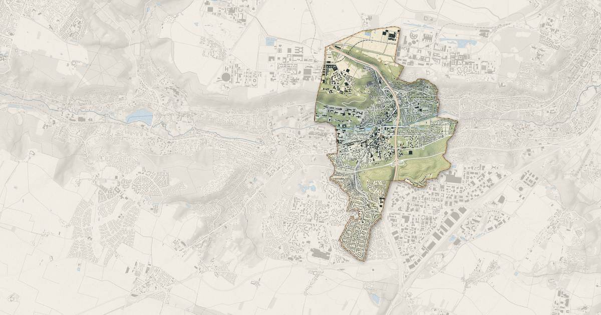 Portrait cartographique de Orsay : relief, eau, forêts, bâti et voies, calculés à partir des données de l'IGN