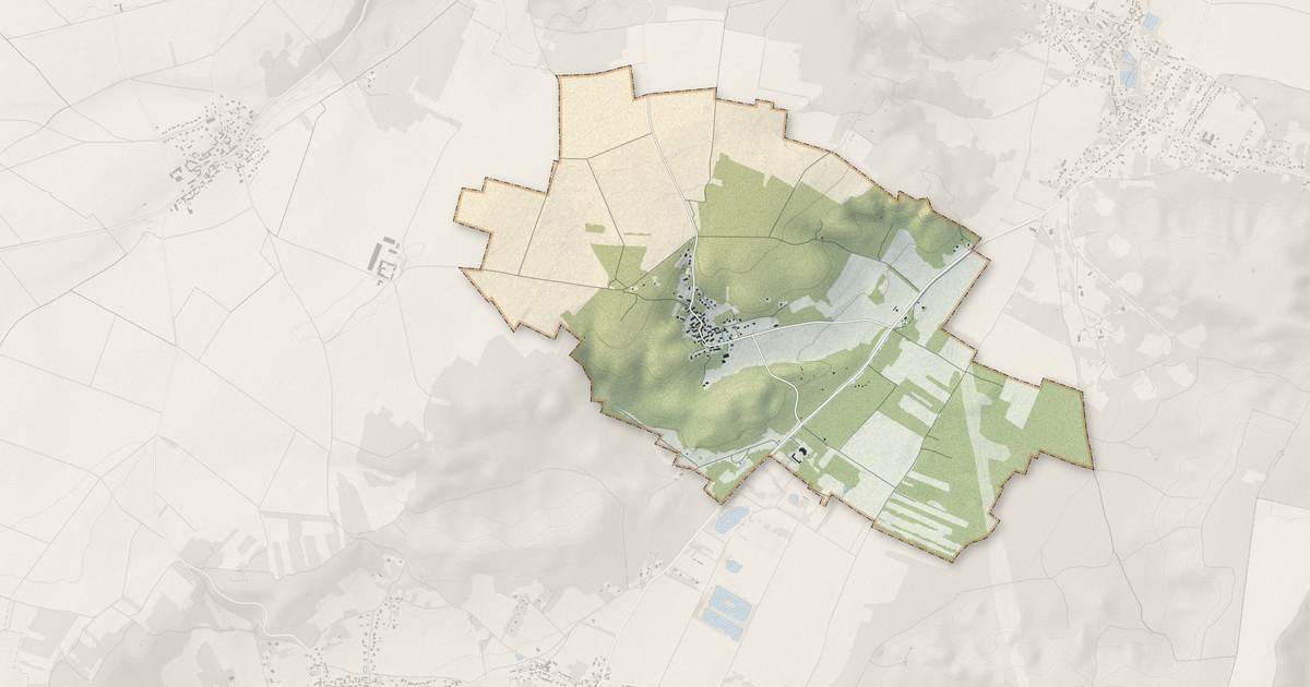Portrait cartographique de Orveau : relief, eau, forêts, bâti et voies, calculés à partir des données de l'IGN