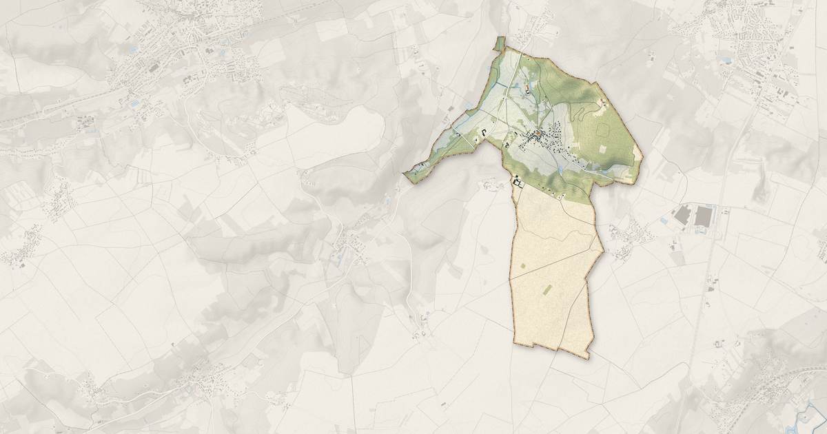 Portrait cartographique de Saint-Sulpice-de-Favières : relief, eau, forêts, bâti et voies, calculés à partir des données de l'IGN