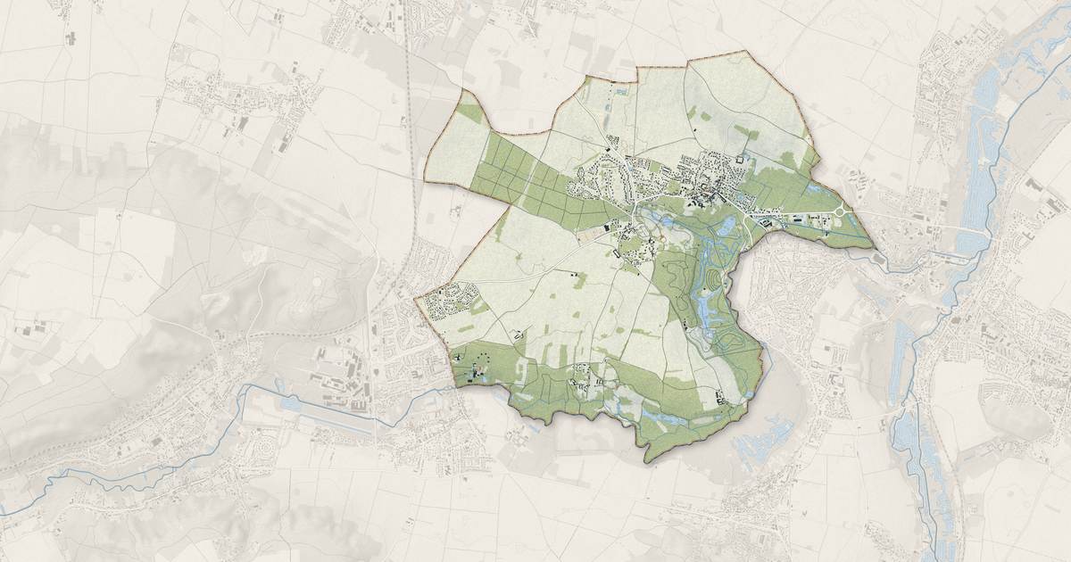 Portrait cartographique de Saint-Vrain : relief, eau, forêts, bâti et voies, calculés à partir des données de l'IGN