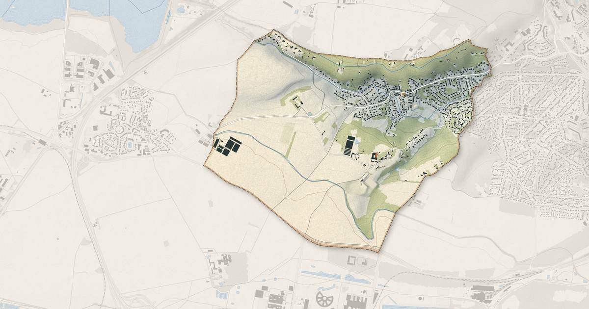 Portrait cartographique de Vauhallan : relief, eau, forêts, bâti et voies, calculés à partir des données de l'IGN
