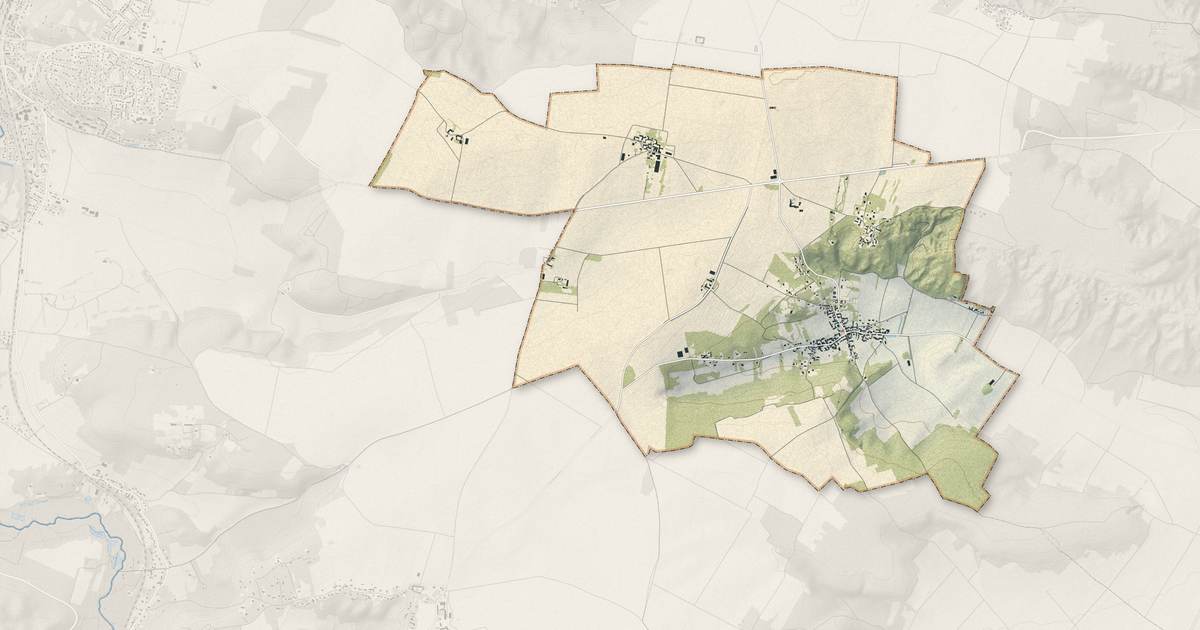 Portrait cartographique de Videlles : relief, eau, forêts, bâti et voies, calculés à partir des données de l'IGN