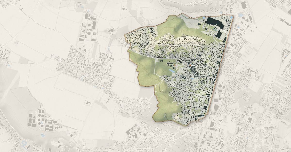 Portrait cartographique de La Ville-du-Bois : relief, eau, forêts, bâti et voies, calculés à partir des données de l'IGN